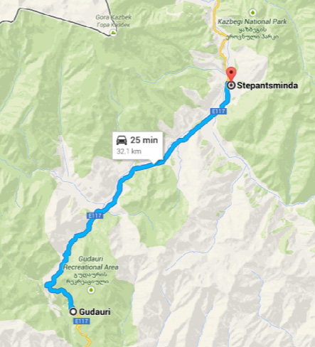 Stepantsminda to Tbilisi Route